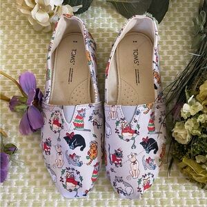 Toms Ladies Christmas Cat Shoes